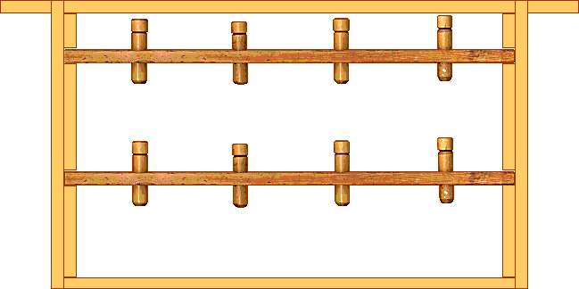 Bamboo Cell Punches on bars in a frame
