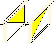 Frames showing diagonal cut foundation