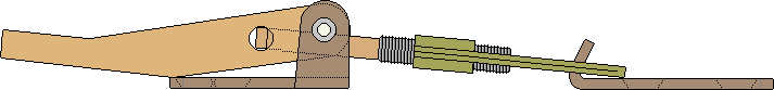 Side view of Folded sheet type stirrup loosely assembled, with the latch in the closed position