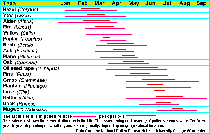 Pollen And Nectar Chart