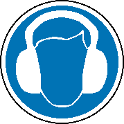 Ear protection must be worn, Safety symbol
