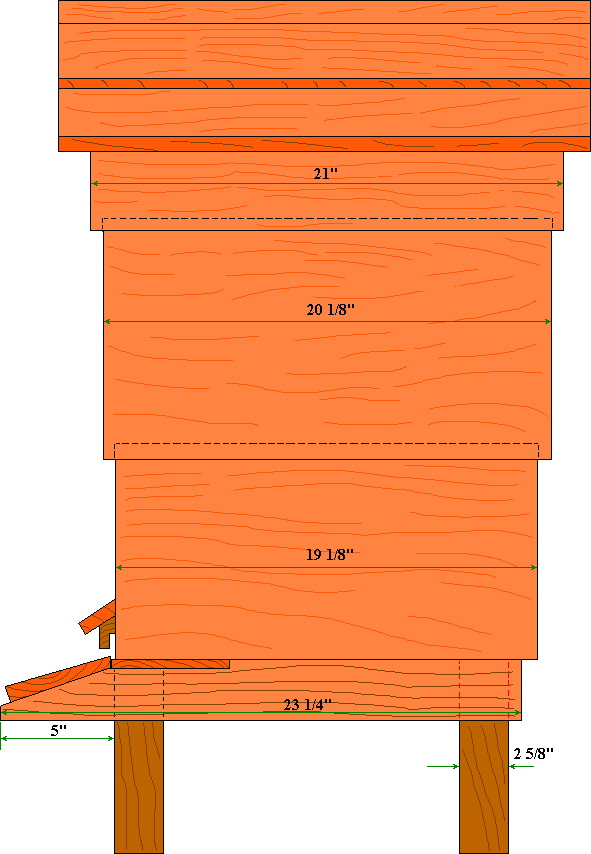 Side Elevation of the CDB Bee Hive