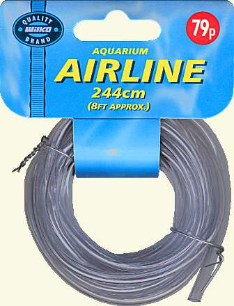 4 mm bore soft plastic tubing intended for supplying air in aqariums