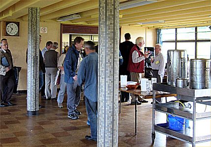 Coffee being served in the basement