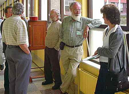 groups chatting in the corridor