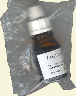 5 ml dropper bottle of taktivar as packed in sealed polythene sleeve