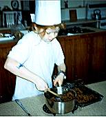 Caoimhe Cashman Spreading the mixture in a Swissroll tin